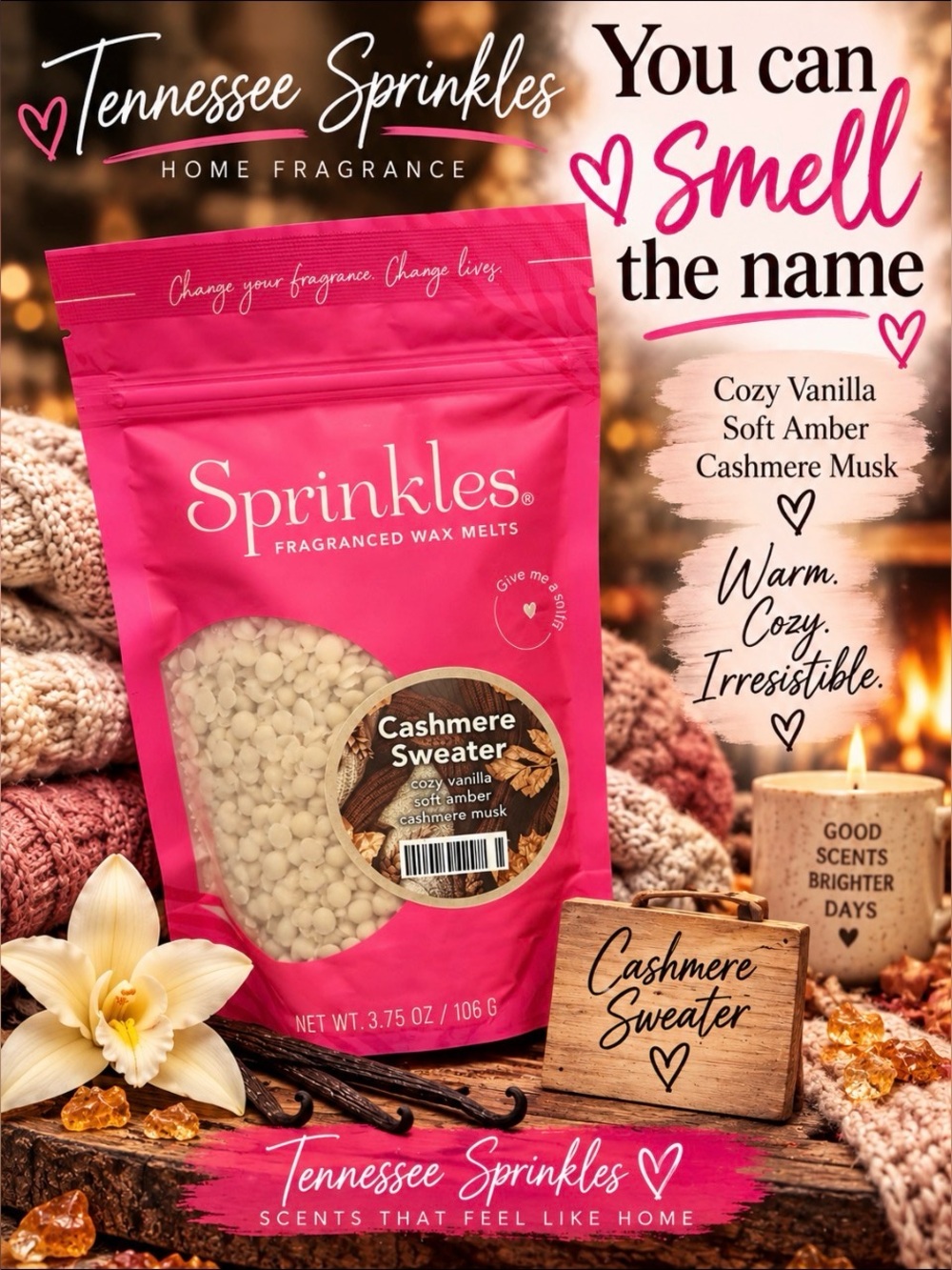 Pink Zebra Cashmere Sweater 3.75oz Bag of Wax Melts